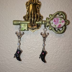 Black Western Boot Dangle Earrings